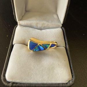 Blue Opal 14k Gold Ring